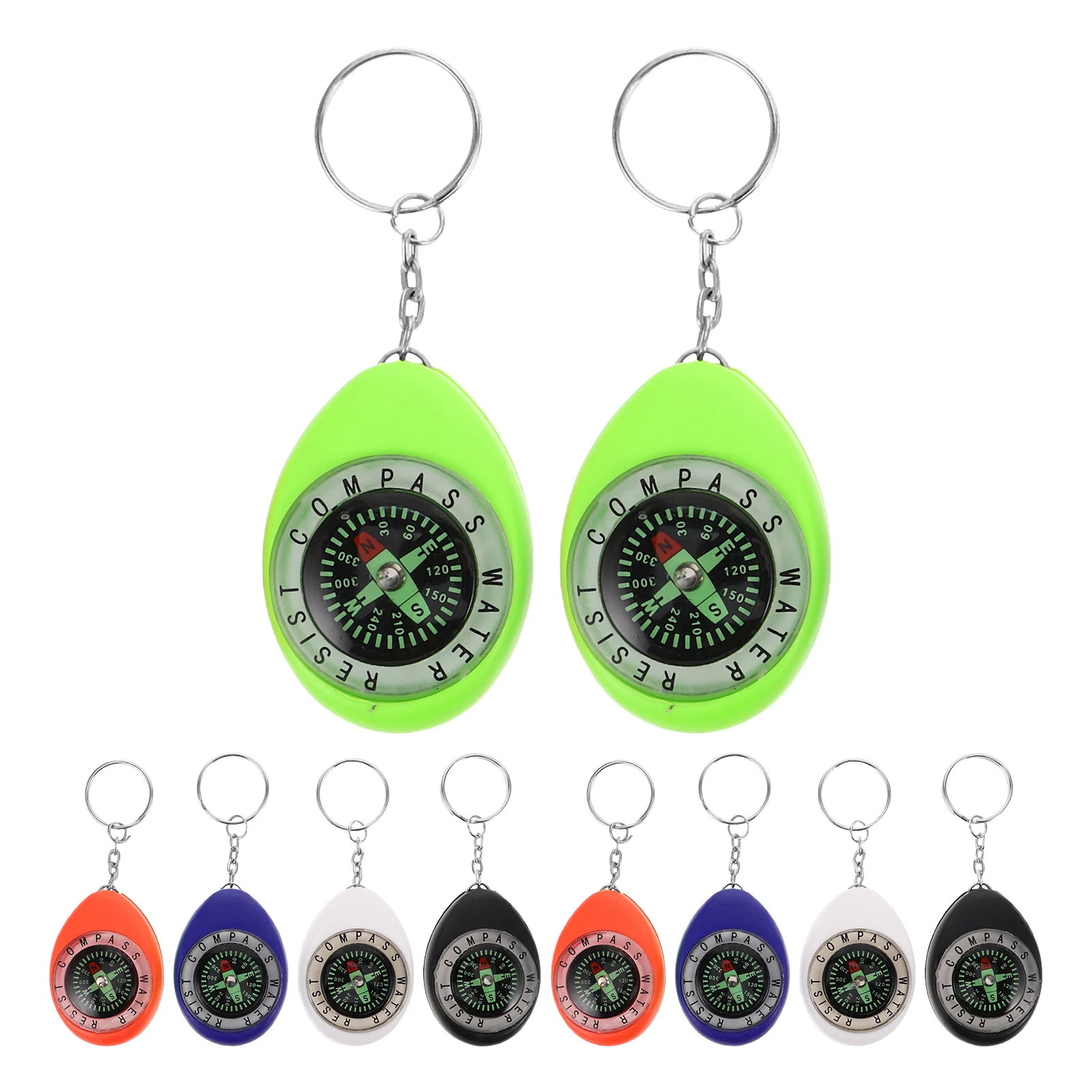 

10 Pcs Portable Compass Pendant Spherical Outdoor Multifunctional Key Chain Travel Ring