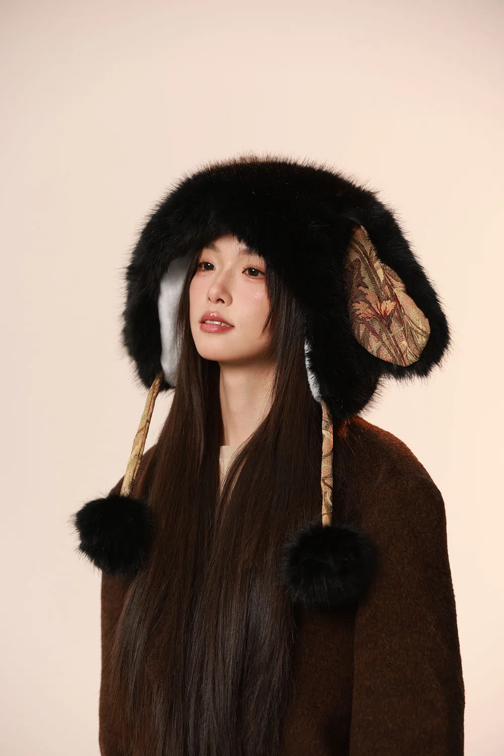 2025 مخطط طويل الأذن أرنب قبعة المرأة الخريف الشتاء Skullies Beanies الملونة إيرفلاب قبعة الإناث اليدوية شرابات قبعة صغيرة #6