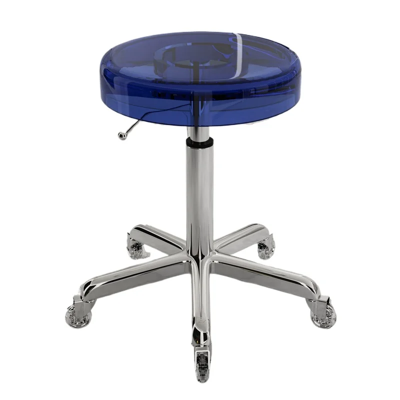 Stainless Steel Acrylic Rotating Stool for Bar Front Desk Hair Cutting Nail Beauty Mobile Lift Chair Five Claw Special
