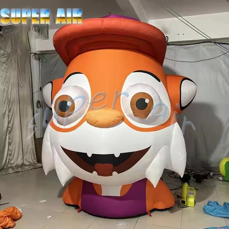 Modèle de mascotte de dessin animé publicitaire, renard gonflable pour commerce avec souffleur d'air