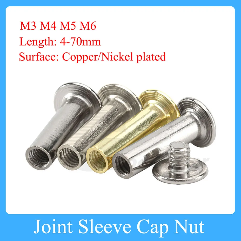 

1 Set M3 M4 M5 M6 Rivets Slotted Screw for DIY Photo Album Desk Menu Fasteners Child Mother Nail Joint Sleeve Cap Nut L=4-70mm