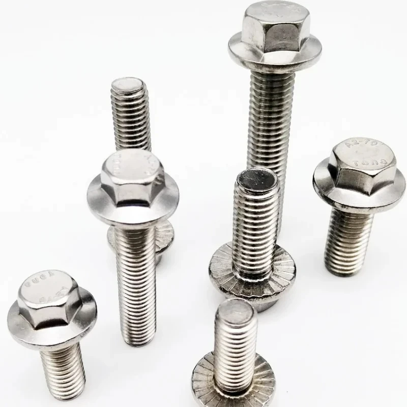 

1/5/10pc M5 M6 M8 M10 M12 A2-70 304 Stainless Steel Hexagon Head with Serrated Flange Cap Screw Hex Washer Head Bolt L-10mm-70mm