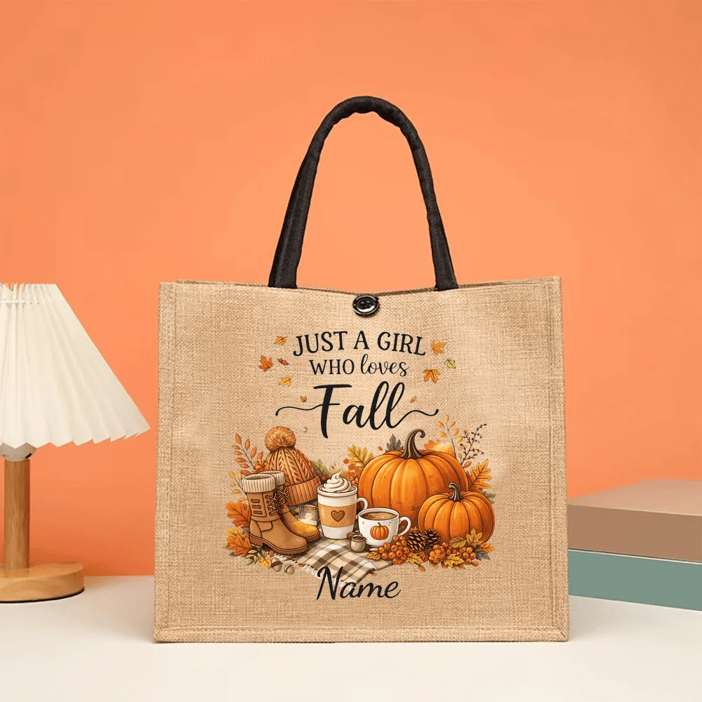 Personalized Custom Linen Tote Bag Halloween Themed Large Capacity Shopping Bag Fashion Handbag Halloween Gifts Men and Women