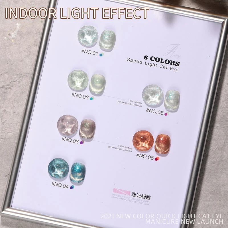 JTING, 1 unidad, 15ml, 6 colores, luz de velocidad Variable, esmalte de uñas en Gel para ojos de gato, cambio de Color Uv, decoración de uñas, colección de Gel para ojos de gato