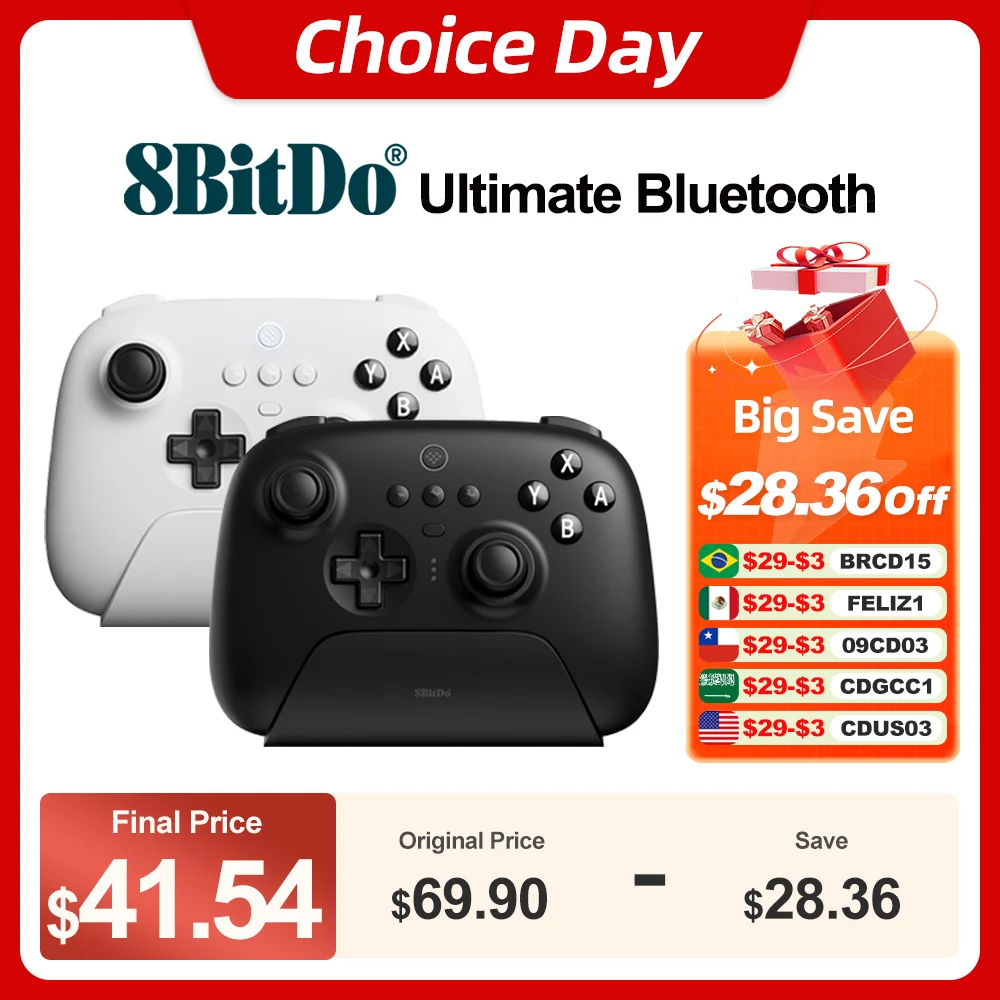 

8BitDo - Ultimate Wireless Bluetooth Controller Gamepad with Charging Dock for Nintendo Switch, PC, Windows 10, 11, Steam Deck