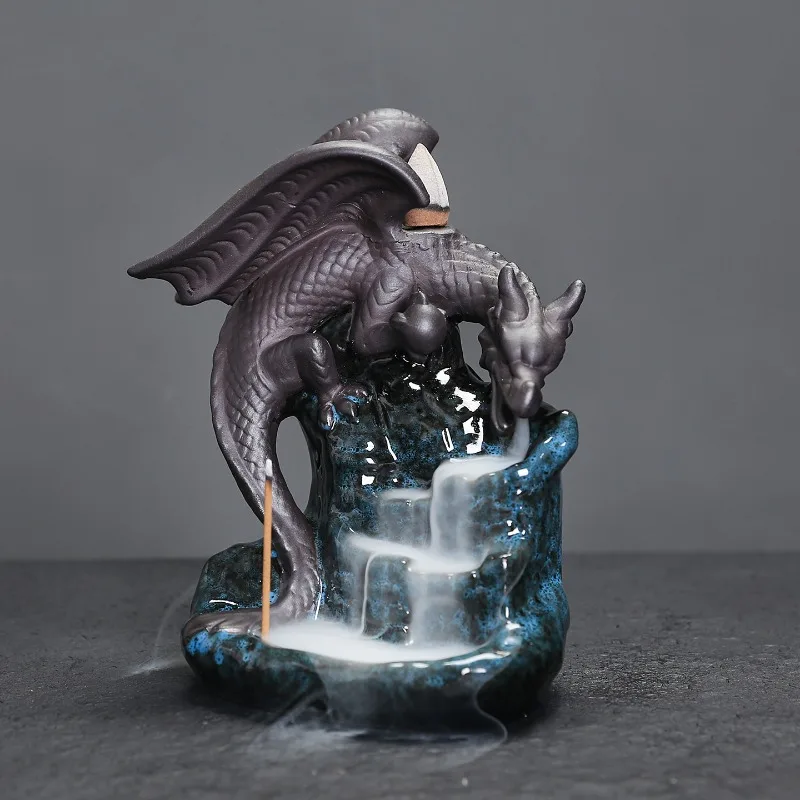 

1 шт., керамическая курильница с обратным потоком, декор ручной работы, дизайн птерозавра, домашний орнамент (без благовоний)