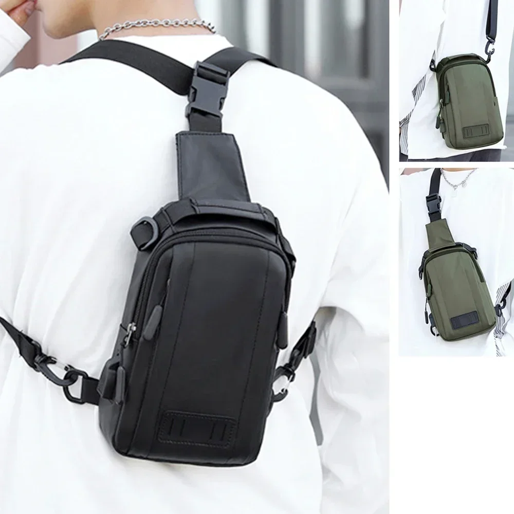 Nylon Men Backpack Rucksack Knapsack USB Charging Port Male  Sling Messenger Crossbody Chest Pack Bag Daypack