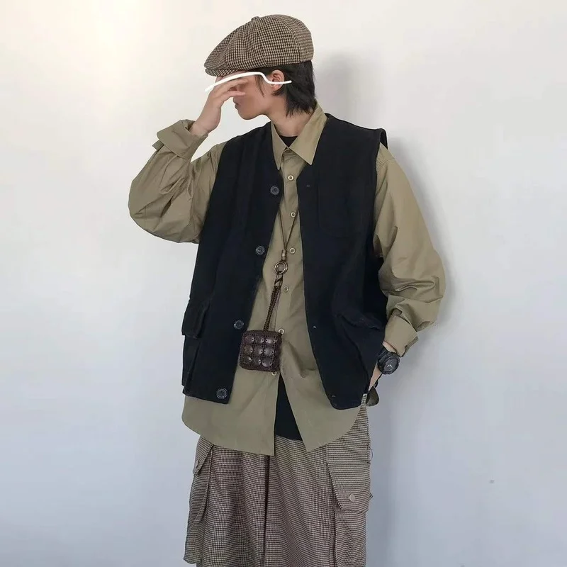 Vests Woman Solid Button Pockets All-match Streetwear Japanese Style Harajuku Loose Design Simple Fashion Casual New Spring Ins