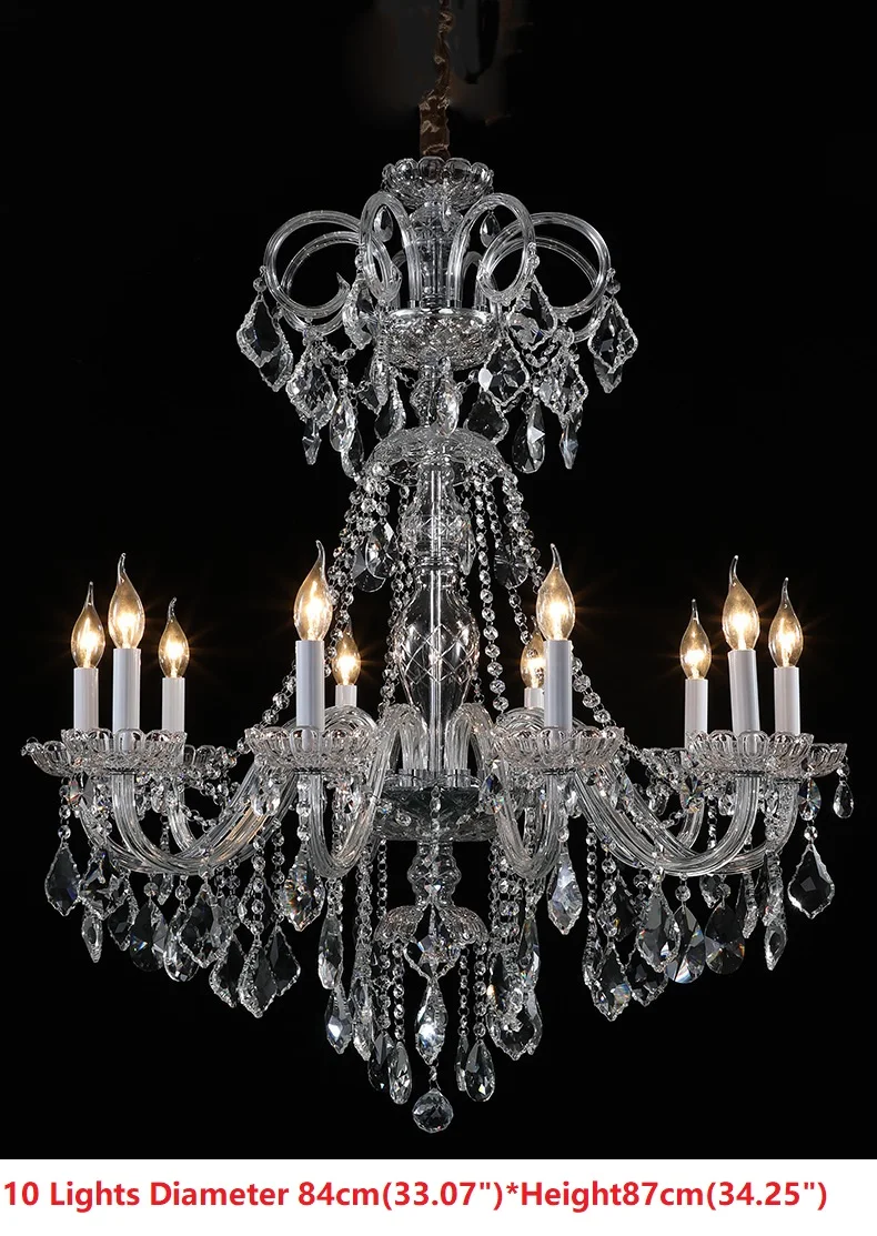 European Style Hotel Project Lamp Villa Club Transparent Crystal Candle Chandelier Living Room Lamp Creative Chandelierg Fixture