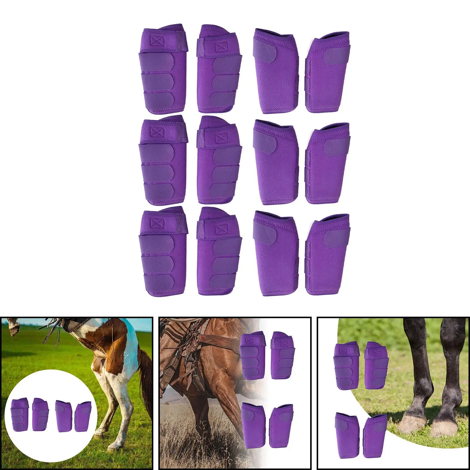 4 Pieces Horse Boots Equestrian Accessories Support Training Leg Wraps Set