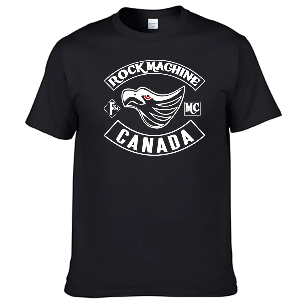 Motorcycles Club Rock Machine Mc Canada T shirt 100% Cotton T-Shirt Top Sales N010