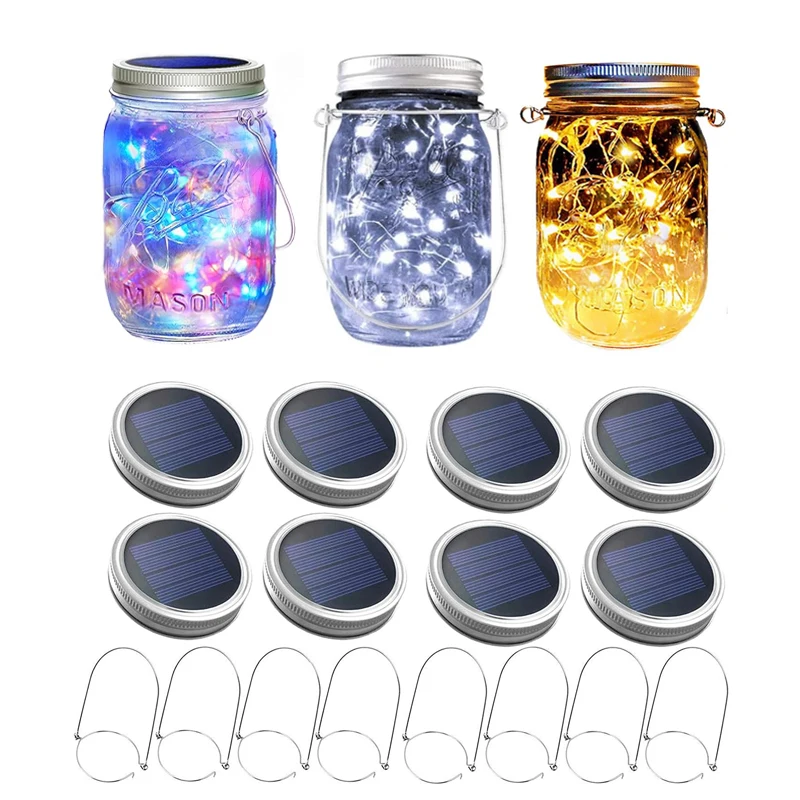 

Solar Mason Jar Lights 20 LED Waterproof Fairy Firefly Jar Lid with Handles Lights For Patio Garden Wedding Decoration（No Jars）
