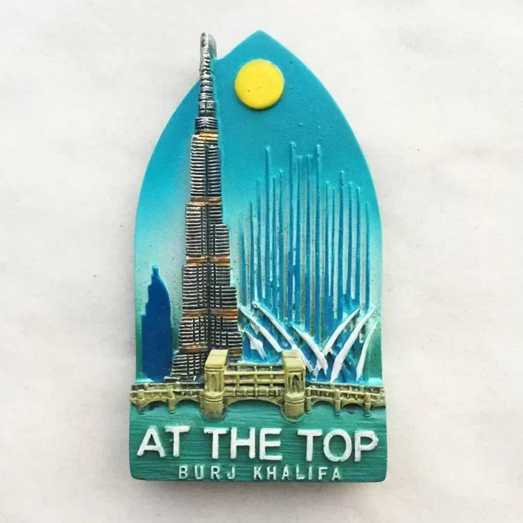 Dubai Tourist Souvenirs Fridge Magnets Khalifa Tower Saudi Arabia Refrigerator Commemorative Magnet Stickers Home Decoration