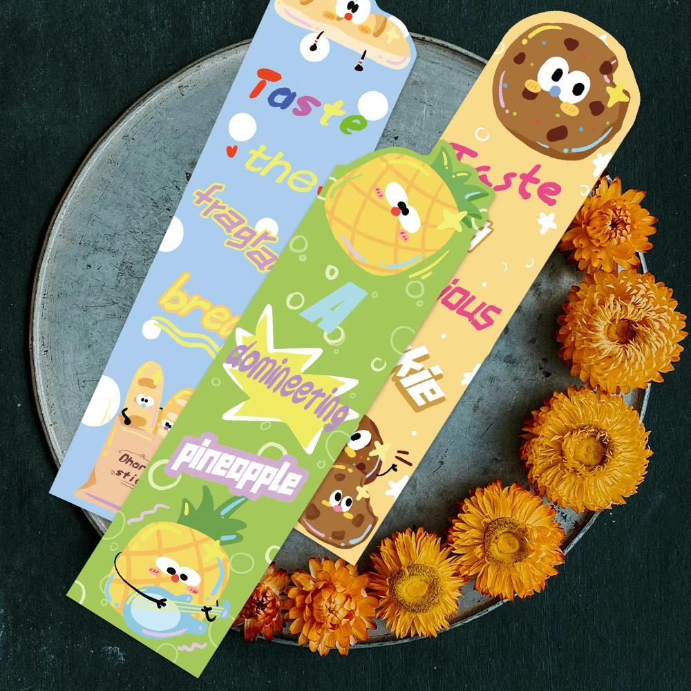 30pcs Funny Cute Cartoon Food Paper Bookmark For Students DIY Book Club Readers Page Marker Library Office Page Marking