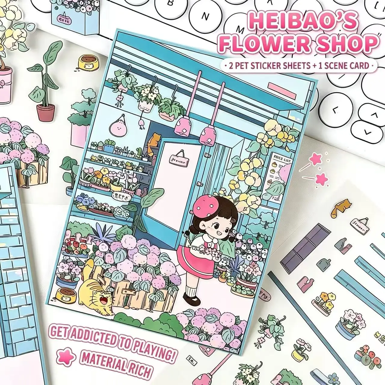

HEYBAO Cartoon Landscape Sticker Book, DIY 3D Pocket House Scene Stickers, Kids Gift Parent-Child Toy