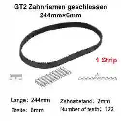 1PCS 3D Printer Parts GT2 6mm Closed Loop Rubber Timing Belt 222 224 226 228 230 232 234 236 238 240 242 244 246 248 250mm 2GT