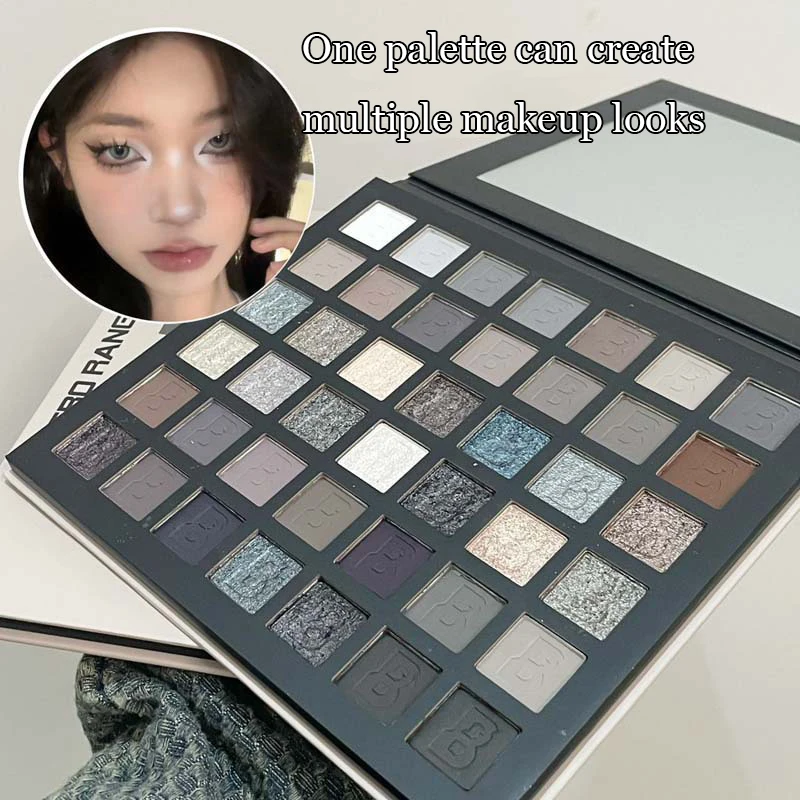 スモークアイシャドウプレート マットパールエフェクト 爆発的な輝き ハイグロス セメントグレー アイシャドウプレート 韓国アイメイク 42色
