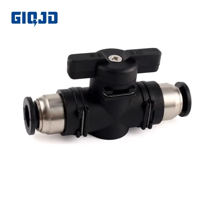 BUC4mm 6mm 8mm 10mm 12mm Pneumatic Push In Quick Connector Hand Valve Hand To Turn Pneumatic Switch T-joint 2-Way Flow Limiting