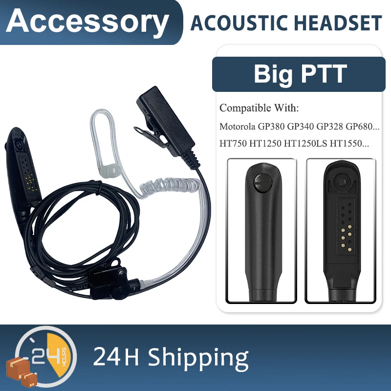 Security Air Acoustic Tube Earpiece Mic Big PTT Earphone For Motorola GP380 GP340 GP328 GP680 For Motorola HT MTX PRO MTP Series