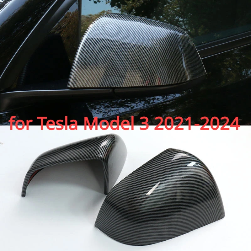 

For New Tesla Model 3 Highland 2024 Side Door Rear View Mirror Cover ABS Carbon Fiber Rearview Case Model3 Exterior Accessories