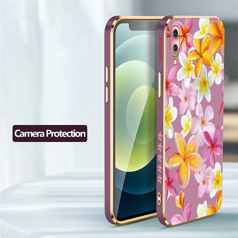 حافظة لهاتف Vivo Y22S Y27 Y28 Y50 Y51A Y30 Y31 2021 Y30 Y33S Y35 Y36 غطاء طباعة فاخر مقاوم للصدمات على شكل زهرة