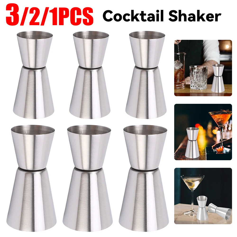 3-1pcs 20/40 25/50ml Double Side Measuring Cup Stainless Steel Measure Mug Cocktail Shaker Jigger Shot Bar Accessories