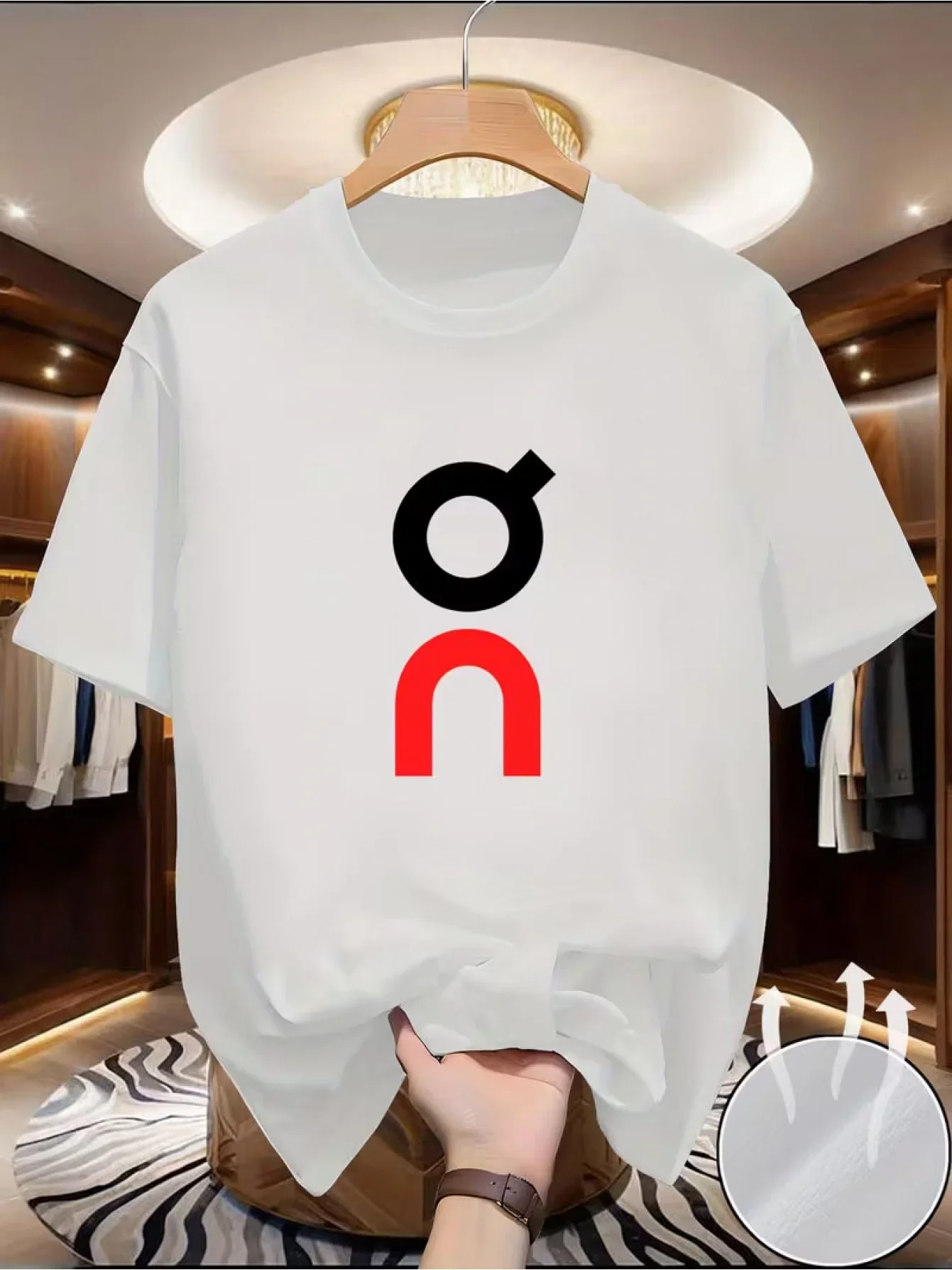 Herren Casual Bedrucktes Baumwoll-T-Shirt Premium Hochwertig Weich Atmungsaktiv Einfarbiges T-Shirt Stylisch Einzigartiges Logo-Grafik-Design – Detail 5