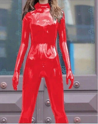 

Latex Rubber Gummi Red Anzug Bodysuit Ganzanzug Gloves Catsuit Suit Size XS~XXL