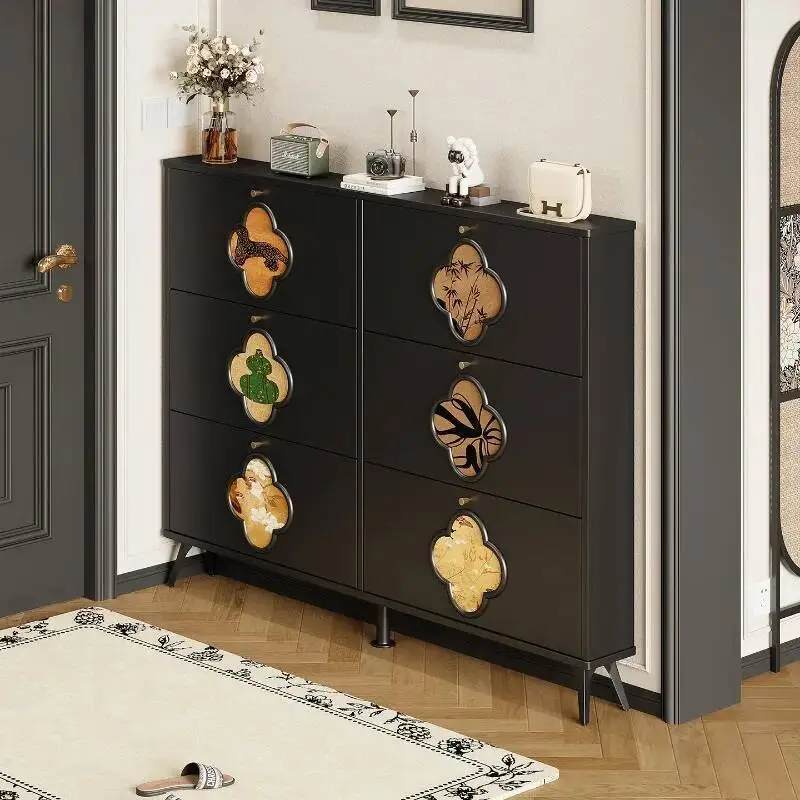 

Wooden Black Shoe Cabinet Modern Italian Style Hallway Entryway Shoe Rack Living Room Salon Szafka Na Buty Furniture Home