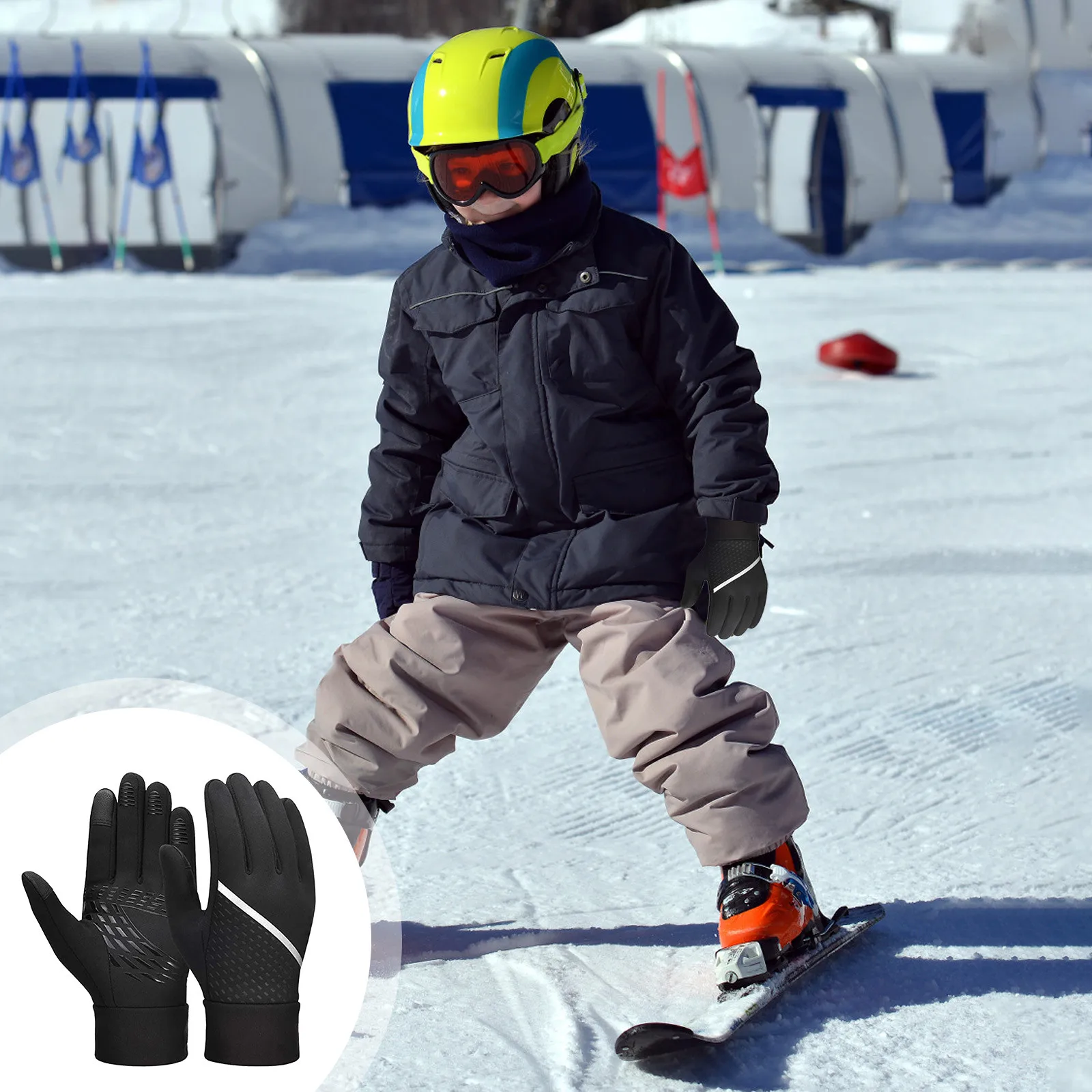 Guantes Térmicos de forro polar para deportes al aire libre para niños, guantes impermeables para correr, antideslizantes, a prueba de viento, pantalla táctil para niño y niña