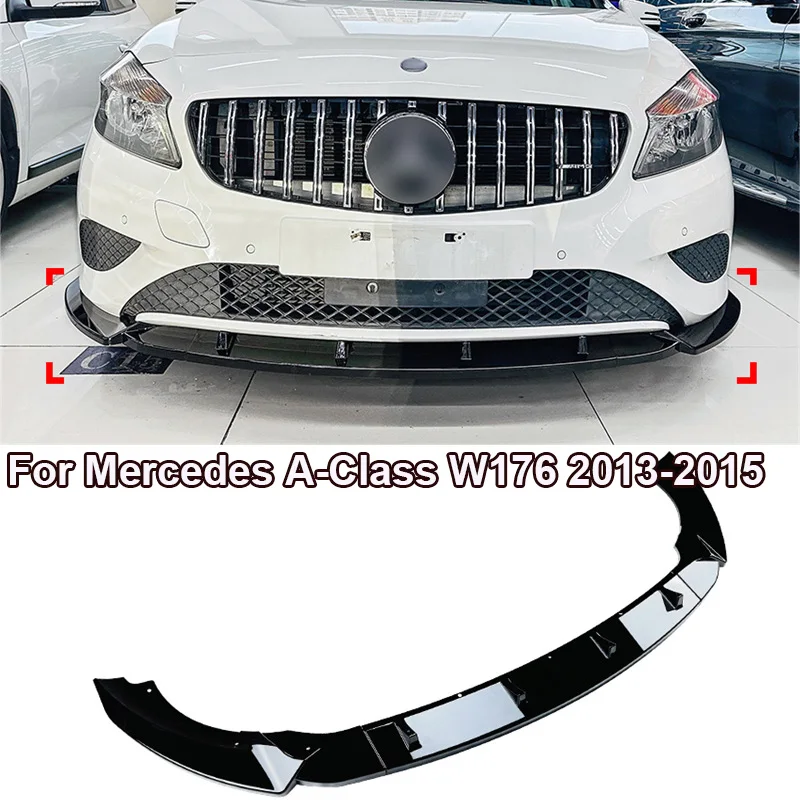 

2013-2015 For Mercedes A-Class W176 Lower Front Bumper Lip Spoiler Splitter Diffuser Cover Under Guard Protector ABS Tuning