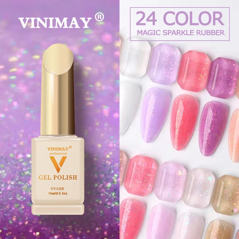 VINIMAY Magic Sparkle Rubber Base Coat Gel Nail Polish Nail UV Gel Varnish Soak Off Gelpolish Gel Varnish Nail Art Lacque Primer