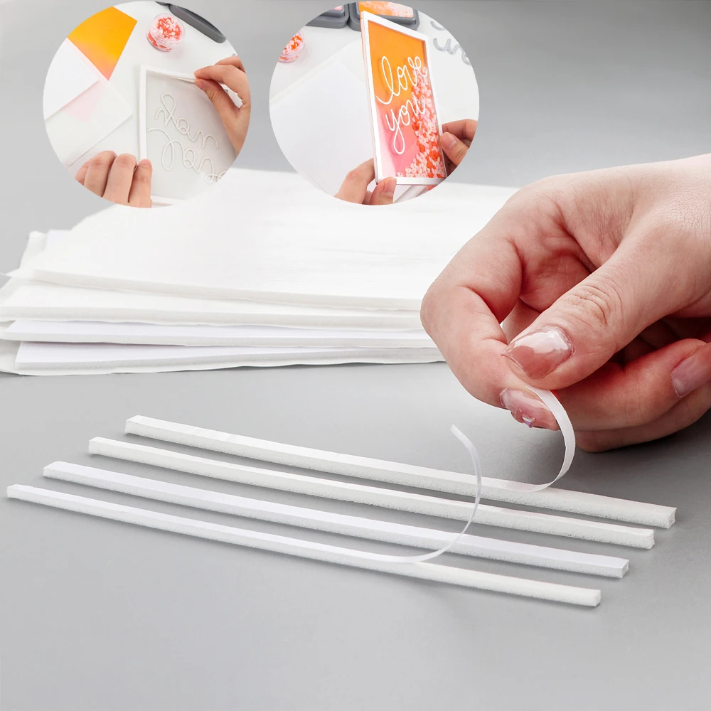 

6-12Sheets 2/3mm Thickness Double Sided Adhesive Foam Strips Stickers For Making Cards Permanent Sticky Foam Tape Shaker Strips