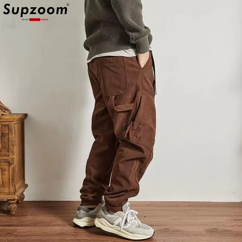 

Supzoom Новое поступление, популярный топ, модные свободные хлопковые карманы, продажа брендовых комбинезонов, вельветовые повседневные зимние брюки-карго с несколькими сумками