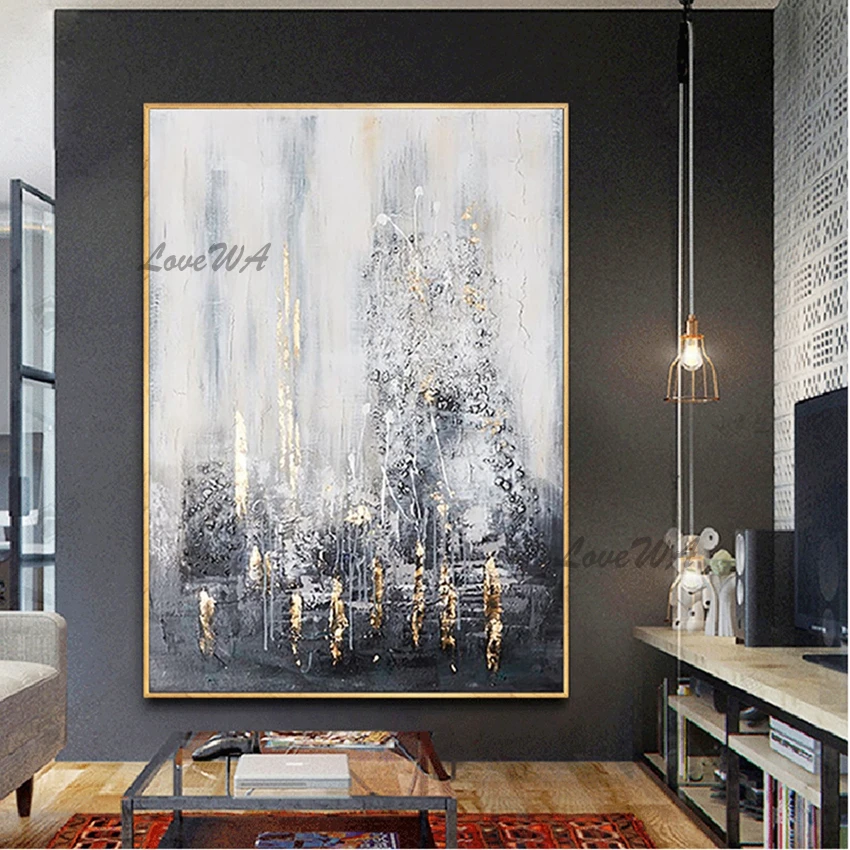 

Modern Canvas Painting Hand-painted New Gray Design Oil Painting Abstract Wall Murals Art For House Wall Hanging Decoration