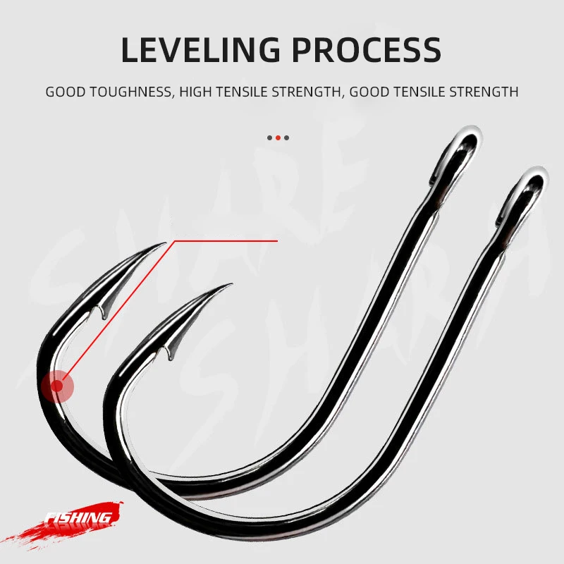 400Pcs Boxed High Carbon Steel Fishing Hooks Wide Gap Offset Fishing Hook Set for Saltwater and Freshwater with 10 Sizes image 3