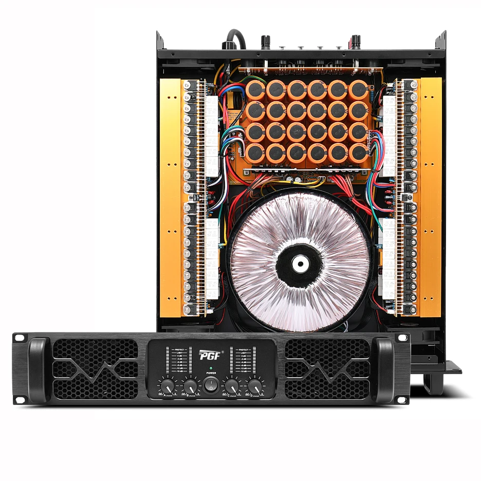 2U Rack Mount 4x1000W 4 Channel Class H Power Amplifier High Power Stereo Audio Output Professional Stage Sound Amplifier Audio