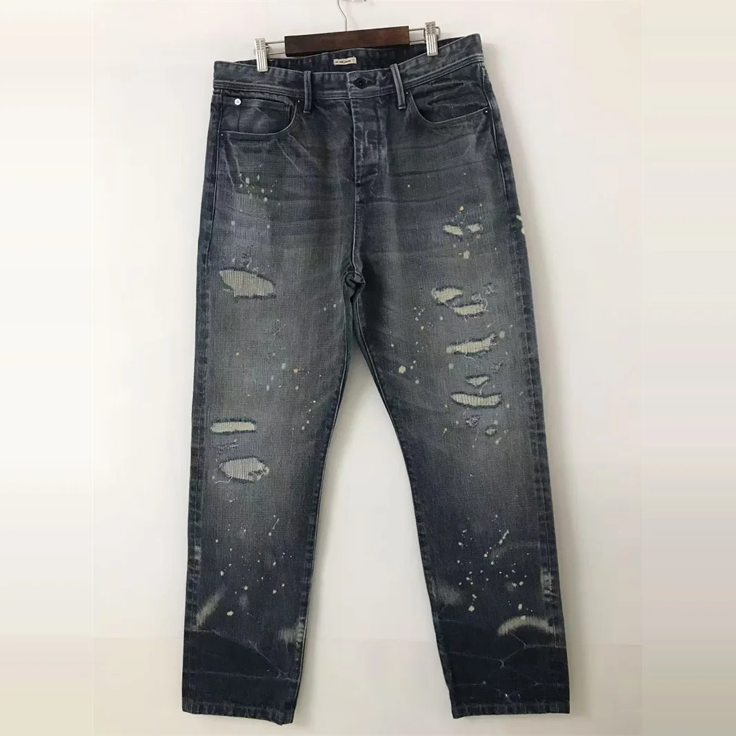 

Unit Nie 9 Men's Pure Cotton Denim Long Pants Patchwork Spattered Earthen Red Ear Repair Workwear Spring 2025 Collection