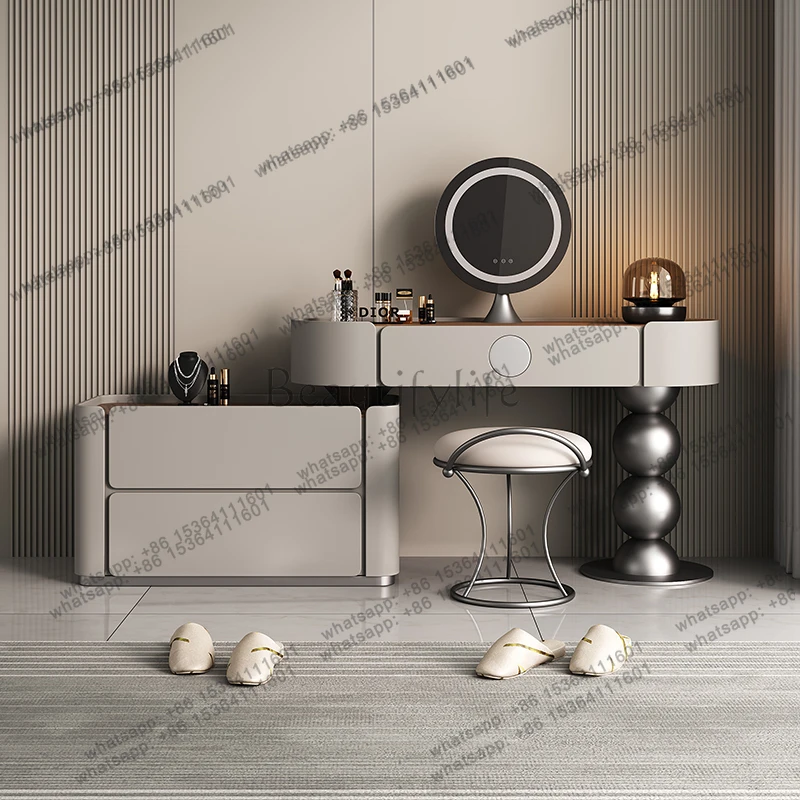 

56Light Mirror Vanity Table Nordic Storage Decor Drawer Makeup Dressing Table Nordic Modern Coiffeuse