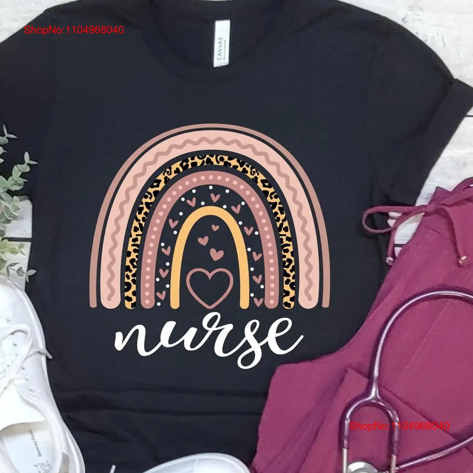 

Rainbow Nurse T Shirt Life for Week Registered Leopard Print vintage Washed designer clothes Versatile homme Casual Stylish