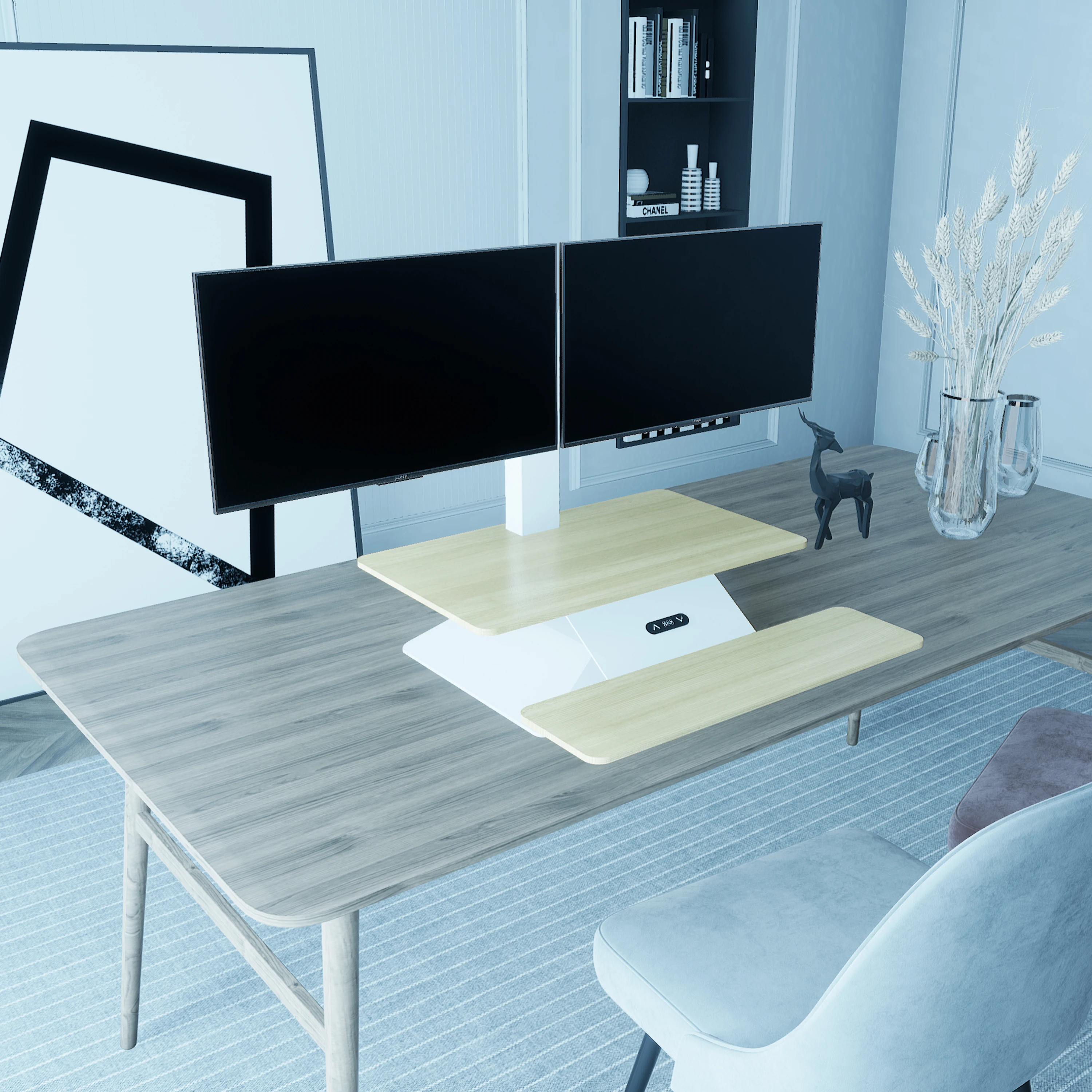 Electric Height Adjustable Computer Keyboard Standing Desk Stand Converter Sit Stand Desk