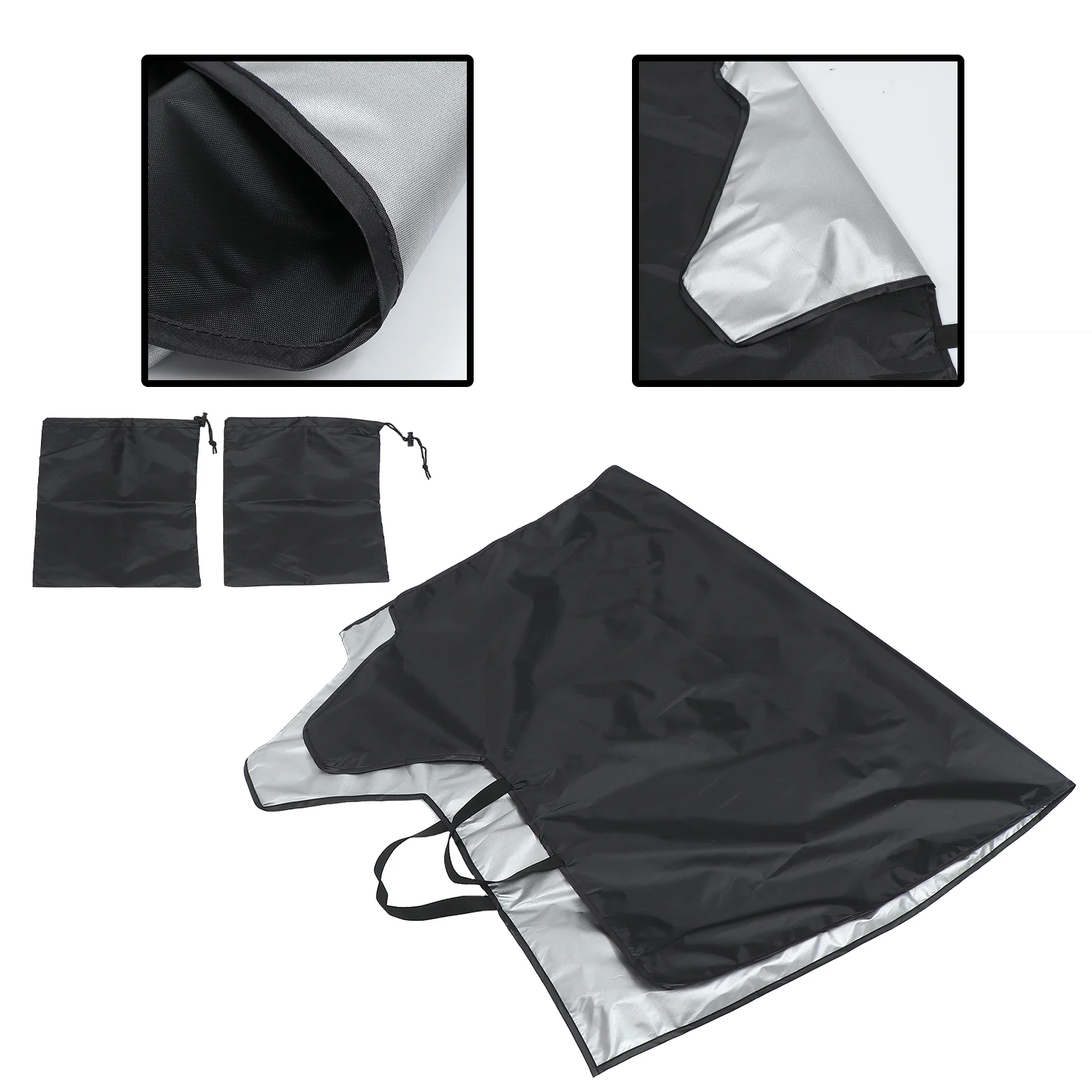 

Car Sunshade and Snow Shield Windscreen Cover Frost Auto Ice Hood Protective Black Rearview Mirror