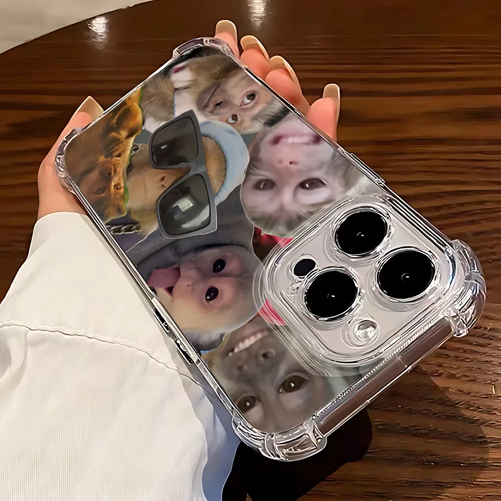 حافظة هاتف بنمط قرد إبداعي جديد لهاتف آيفون 16e 16 15 14 13 12 11 Mini Pro Max X XR XSMax 7 8 Plus شفافة مضادة للسقوط #4