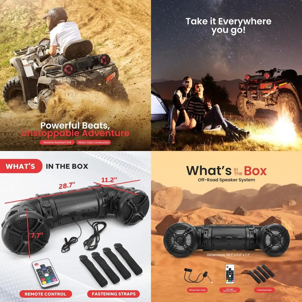 

Marine ATV Powered Speakers - 4.0 Wireless Bluetooth, 800 Watt, Color Changing LED Lights, IP44 Waterproof, 6.5“ Dual Audio Soun
