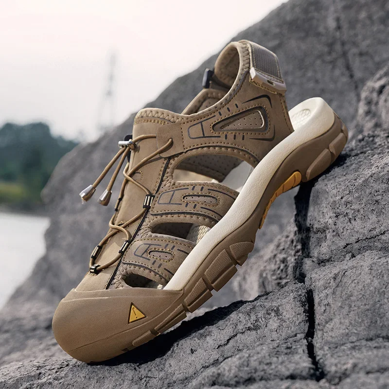 Men's Outdoor Beach Shoes, Bare Feet, Breathable Mesh Anti Slip, Hiking River Tracing, Fishing Shoes Casual Sports Cool Slippers