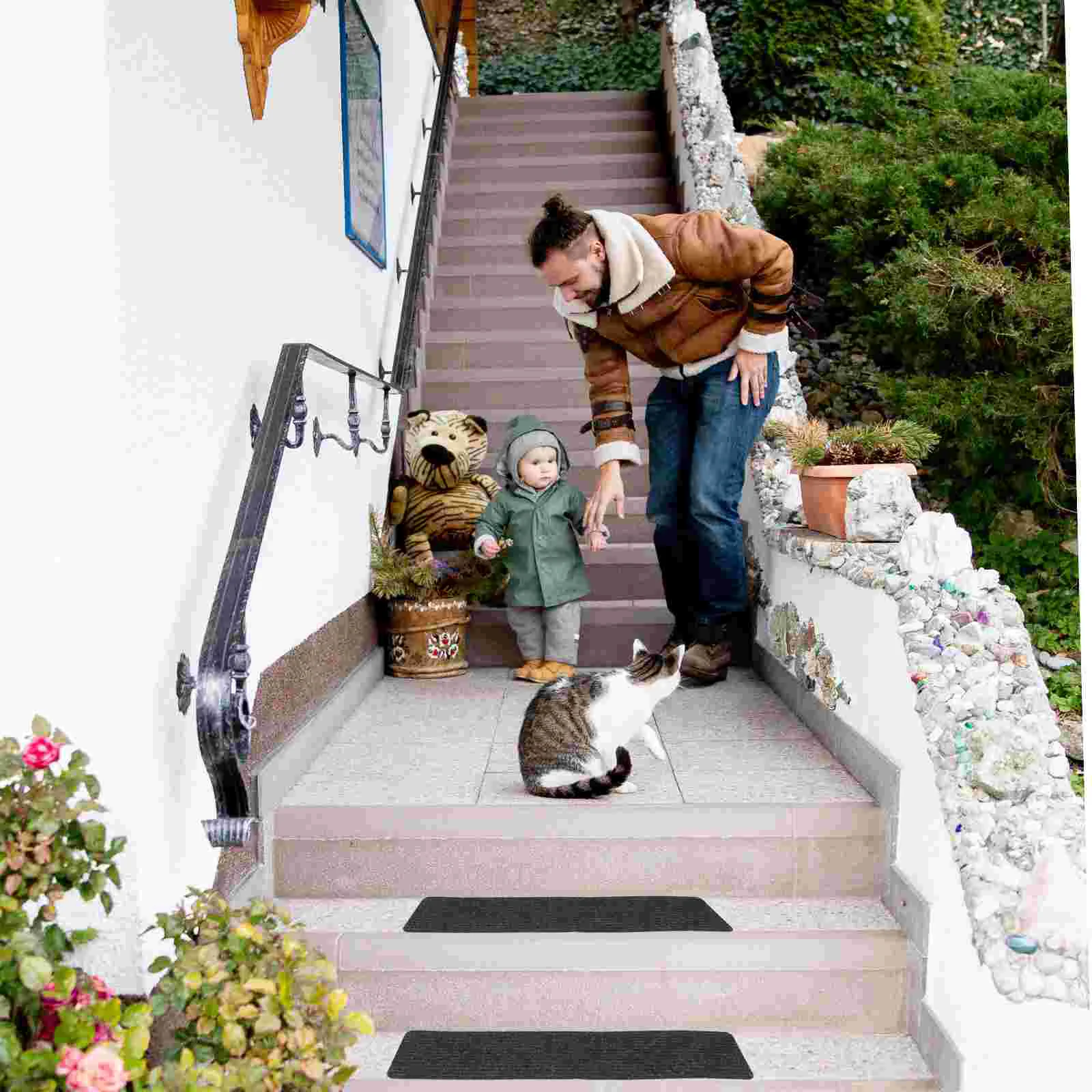 2 Pcs Edging Stair Treads Rugs Mat Self-adhesive Household Child Indoor Outdoor