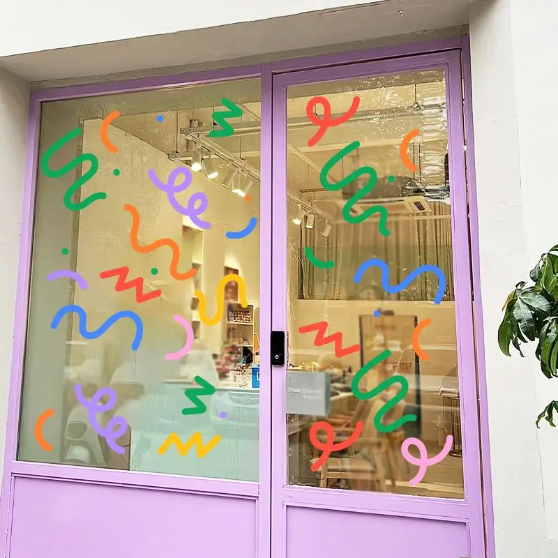 Creative Window Glass Door Decoration Stickers Shop Milk Tea Coffee Cake Children's Clothing Store Layout Decor Bathroom Kitchen