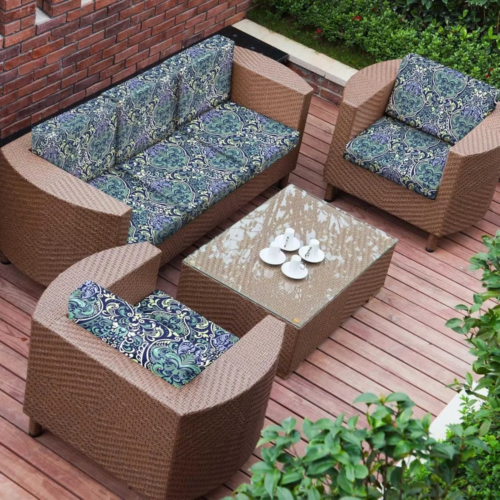 8 قطع من أغطية وسائد الفناء المطاطية للأريكة الخارجية، أغطية بديلة قابلة للغسل مع قاعدة مرنة #4