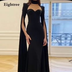 Simple Black High Neck Mermaid Evening Party Dresses Long Sleeves Dubia Prom Gowns Sweetheart Formal Dress Robe de mariee 2024