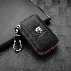 1PC Leather Car Key-Case Auto Emblem Key-Bag Remote Control Case For Volvo RDESIGN XC60 XC90 T6 S60L V40 V60 AWD V90 Accessories